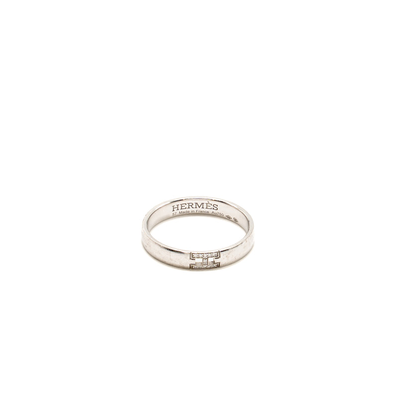 Hermes Size 57 Ever Herakles Wedding Band White Gold, Diamonds