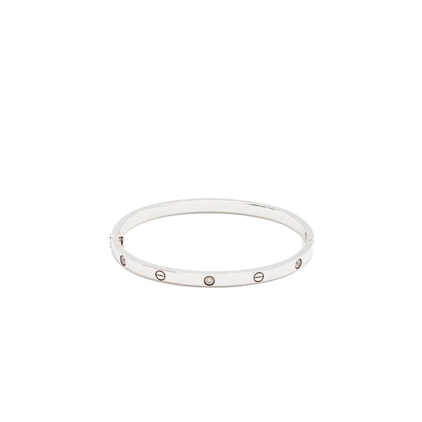 Cartier Size 15 Love Bracelet Small Model, White Gold 6 Diamonds