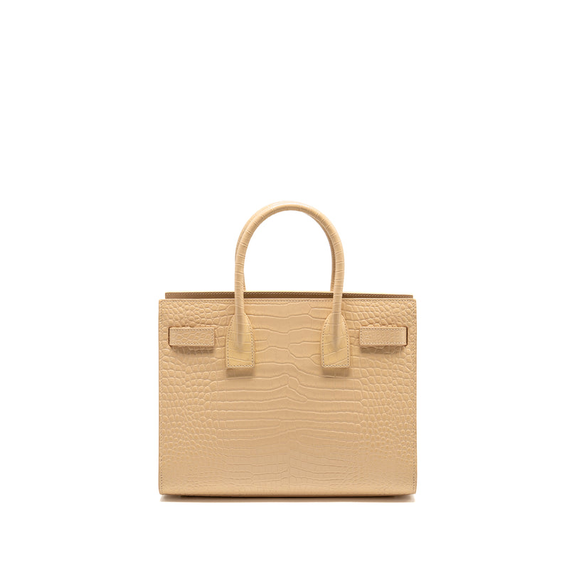 Saint Laurent Sac de Jour tote croc embossed calfskin beige SHW