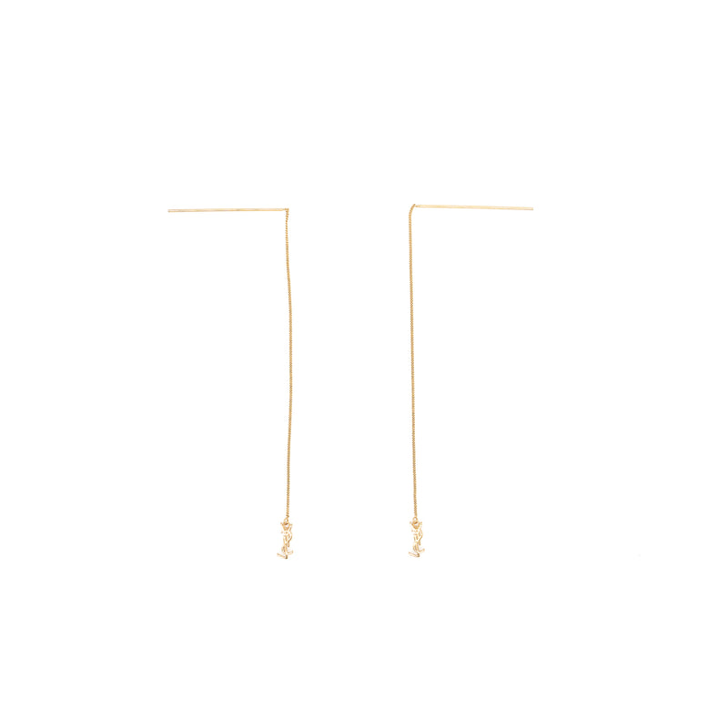 Saint Laurent/YSL Logo Dropped Earrings Gold Tone