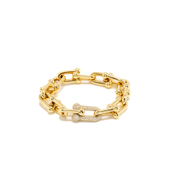 Tiffany Size Small Tiffany Hardware Large Link Bracelet Yellow Gold/Diamonds