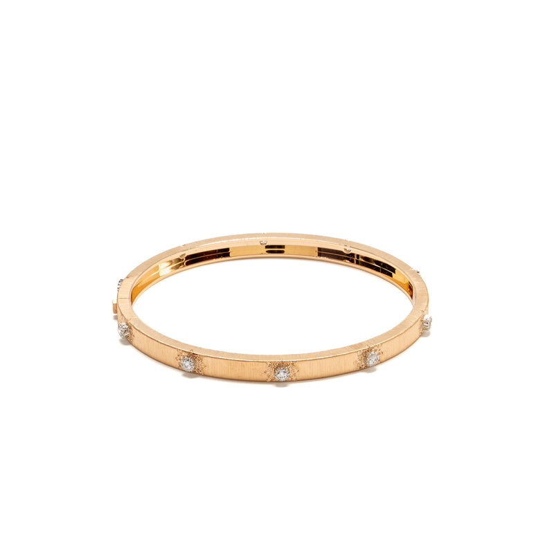 Buccellati Size 17 Macri Classica Rigato Bracelet Pink Gold, White Gold, Diamonds