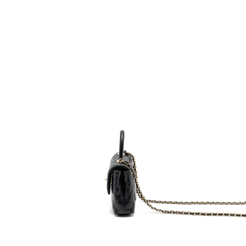 Chanel Coco Handle Mini Clutch with Chain Caviar Black LGHW (Microchip)