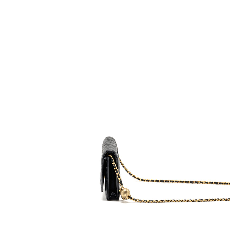 CHANEL Pearl Crush Wallet on Chain Lambskin Black GHW (Microchip)