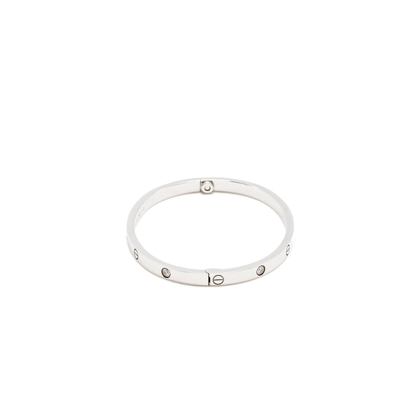 Cartier Size 15 Love Bracelet Small Model, White Gold 6 Diamonds