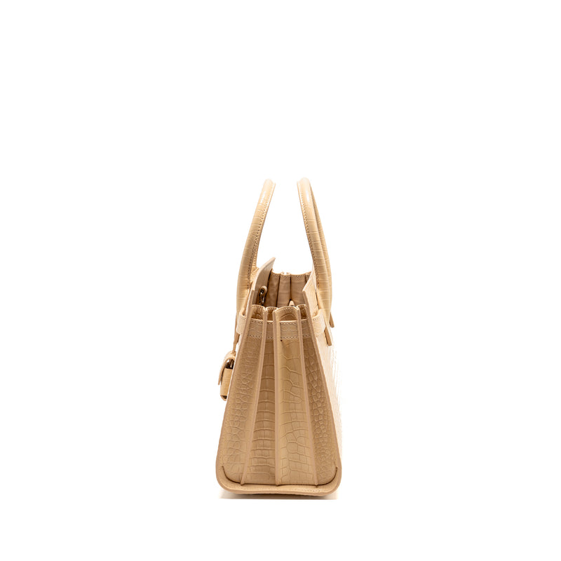 Saint Laurent Sac de Jour tote croc embossed calfskin beige SHW
