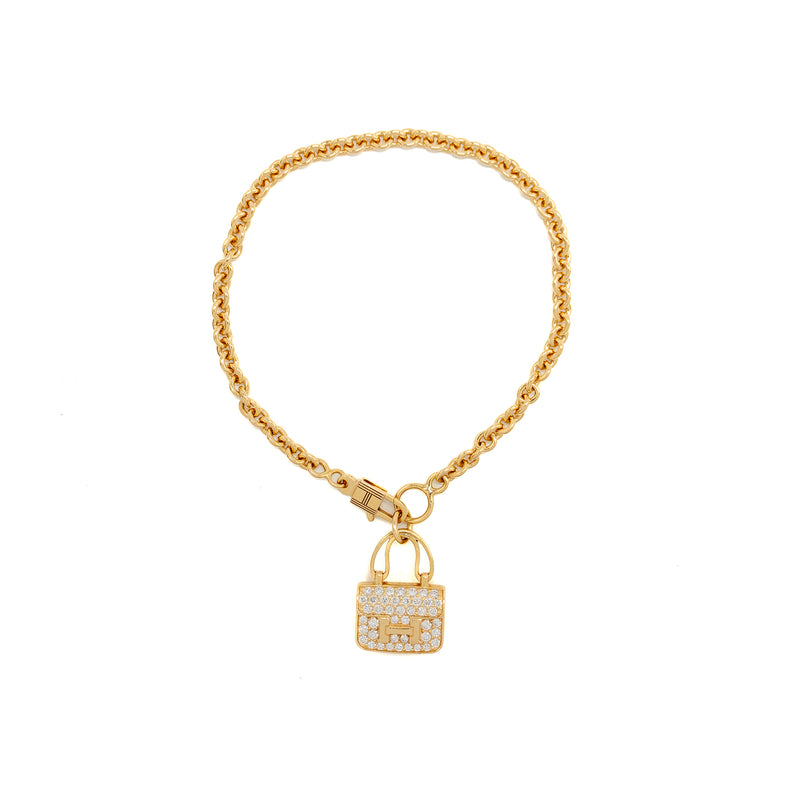 Hermes size SH Amulettes constance bracelet rose gold with diamonds