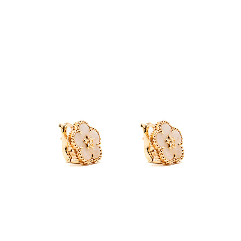 Van Cleef & Arpels Lucky Spring Plum Blossom Earrings Rose Gold, Mother-of-Pearl