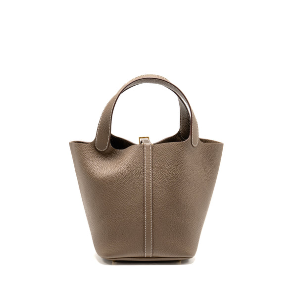 Hermes Picotin 22 Lock Bag Clemence Etoupe GHW Stamp B
