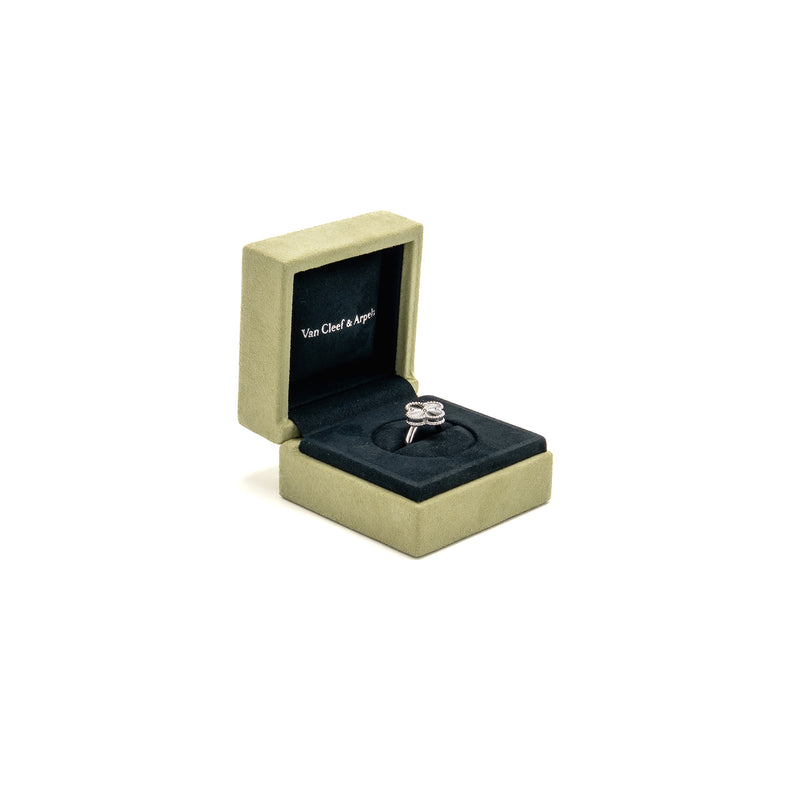 Van Cleef & Arpels Size 47 Vintage Alhambra Ring Guilloche White Gold