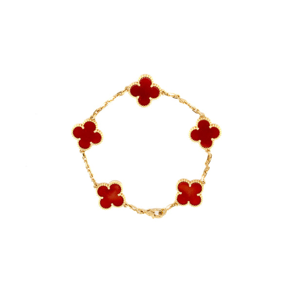 Van Cleef&Arpels Vintage Alhambra Bracelet 5 Motifs Carnelian Rose Gold