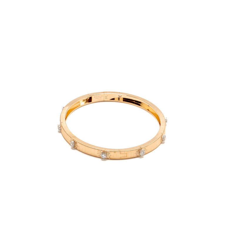 Buccellati Size 17 Macri Classica Rigato Bracelet Pink Gold, White Gold, Diamonds