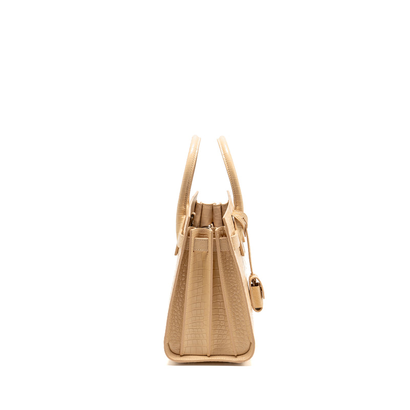 Saint Laurent Sac de Jour tote croc embossed calfskin beige SHW