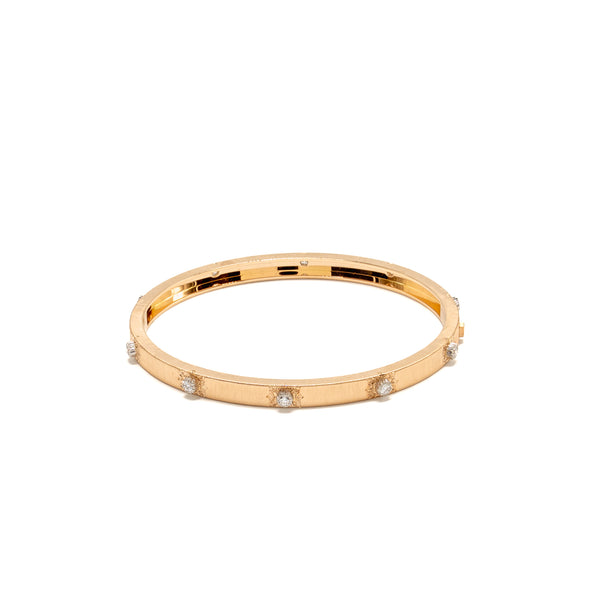 Buccellati Size 17 Macri Classica Rigato Bracelet Pink Gold, White Gold, Diamonds