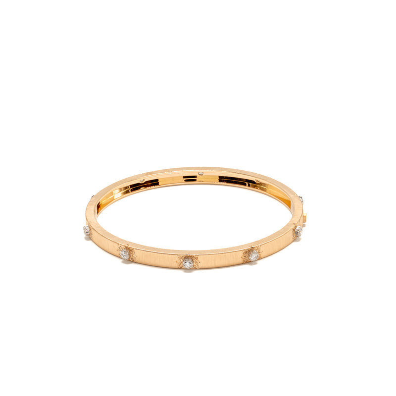 Buccellati Size 17 Macri Classica Rigato Bracelet Pink Gold, White Gold, Diamonds
