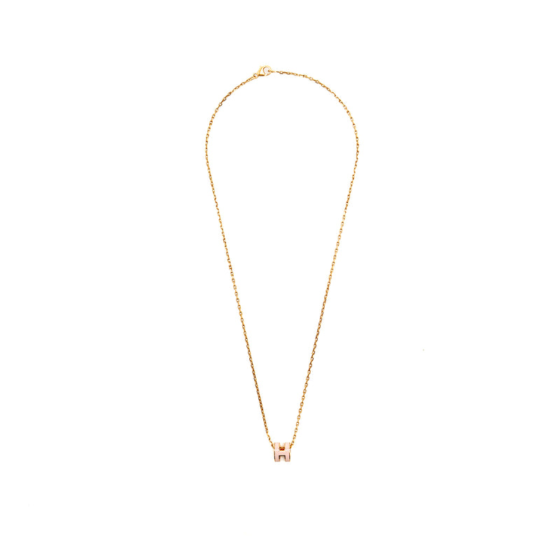 Hermes Mini Pop H Pendant Rose Dragee RGHW