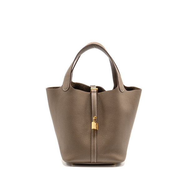 Hermes Picotin 22 Lock Bag Clemence Etoupe GHW Stamp B