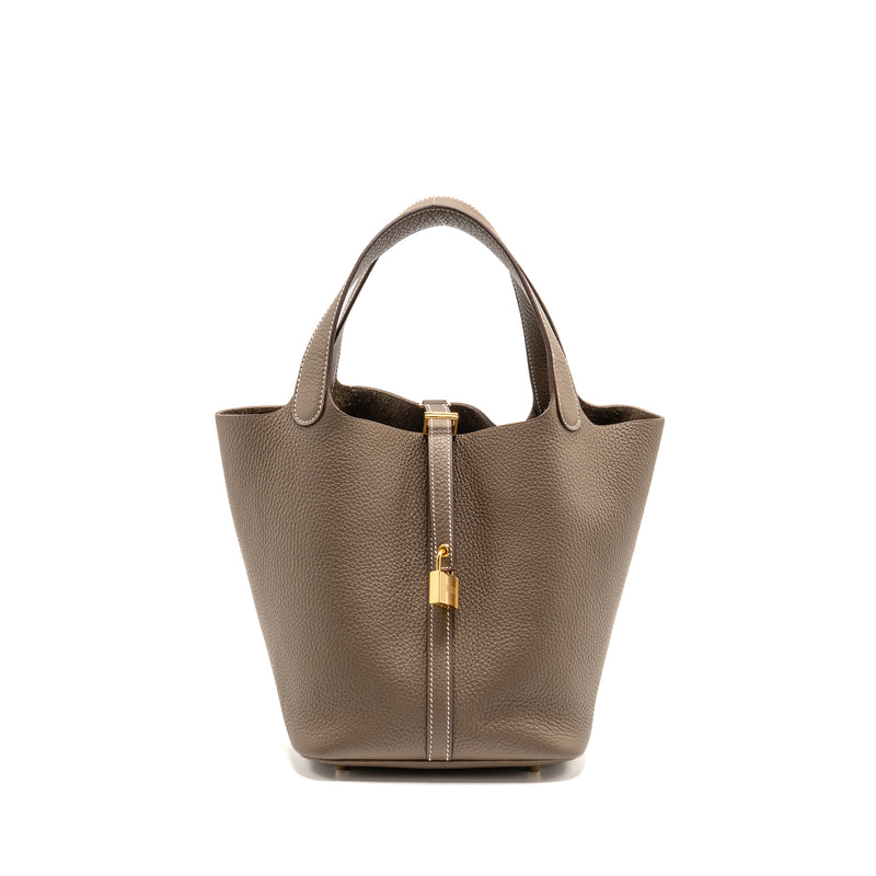 Hermes Picotin 22 Lock Bag Clemence Etoupe GHW Stamp B
