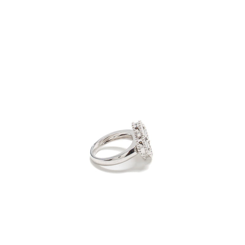 Van Cleef & Arpels Size 47 Vintage Alhambra Ring Guilloche White Gold