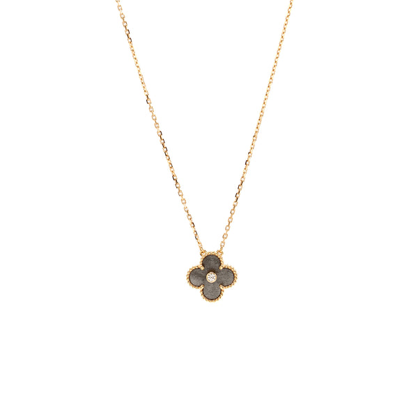 VAN CLEEF & ARPELS 2023 HOLIDAY LIMITED PENDANT SILVER OBSIDIAN / ROSE GOLD / DIAMOND