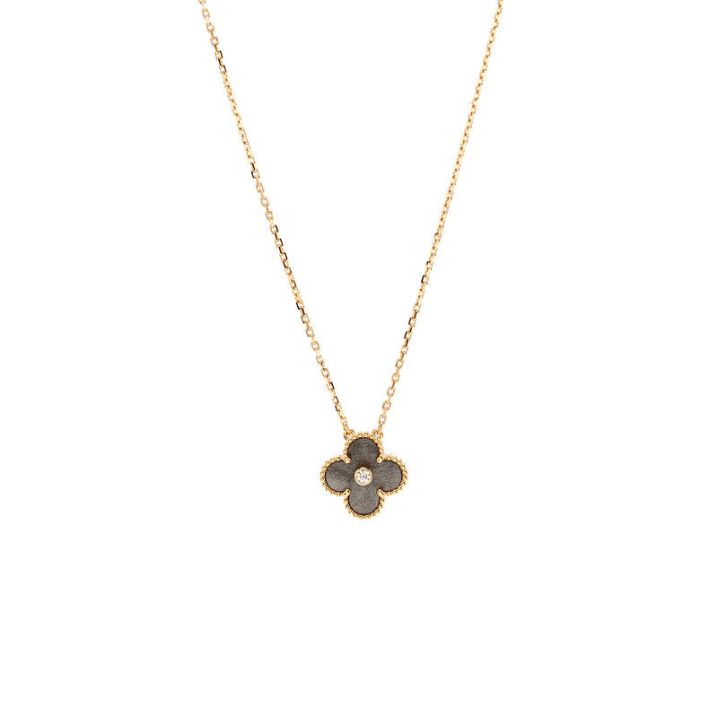 VAN CLEEF & ARPELS 2023 HOLIDAY LIMITED PENDANT SILVER OBSIDIAN / ROSE GOLD / DIAMOND