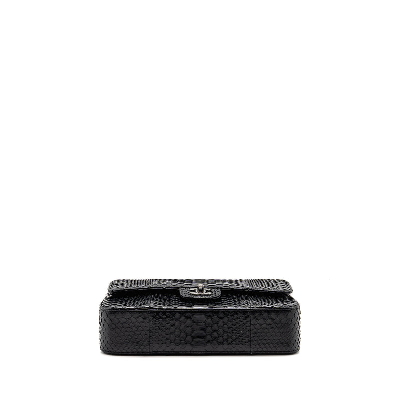 Chanel Medium Classic Double Flap Bag Python Black SHW