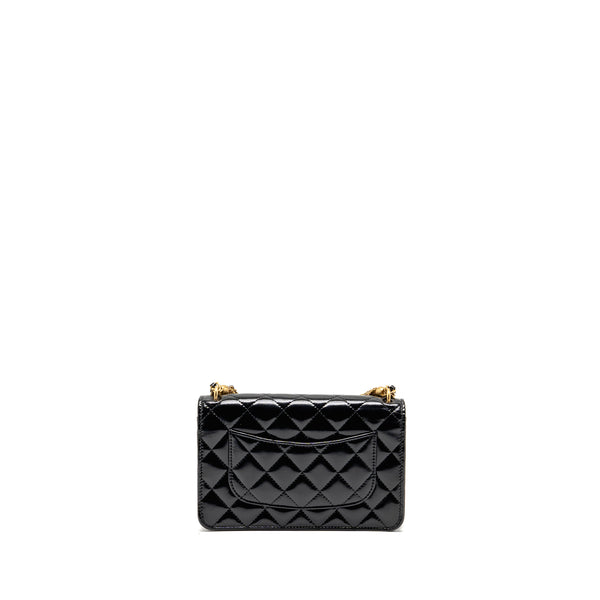 Chanel 24A Detailed Chain Wallet on Chain Shiny Calfskin Black GHW (Microchip）