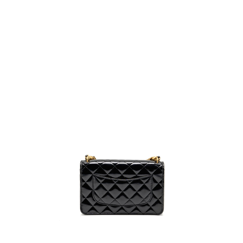 Chanel 24A Detailed Chain Wallet on Chain Shiny Calfskin Black GHW (Microchip）