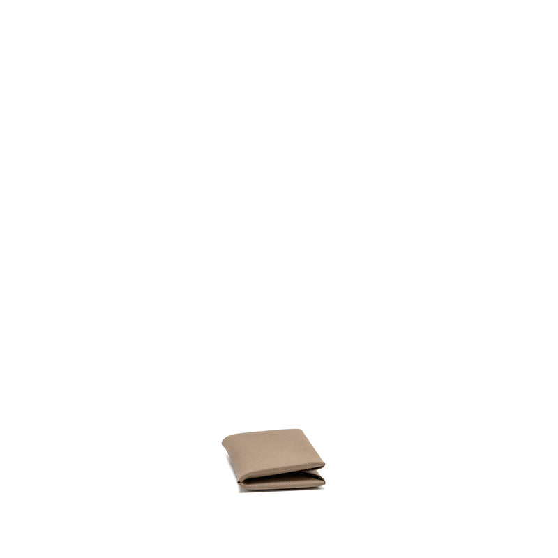Hermes Calvi Card Holder Epsom Etoupe SHW Stamp K