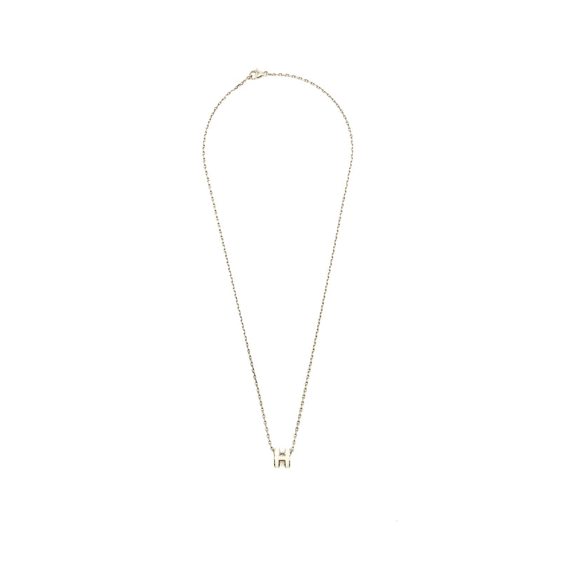 Hermes Mini Pop H Pendant Blanc SHW