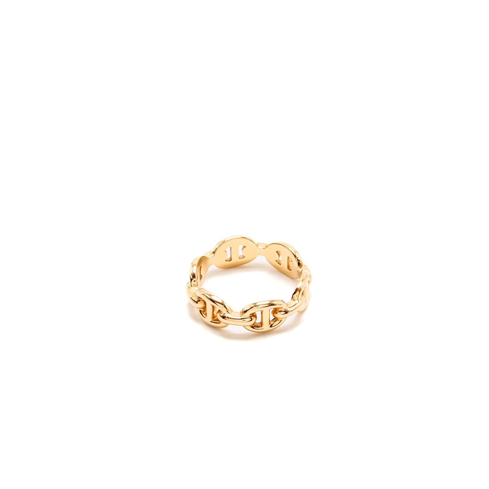 Hermes Size 49 Chaine d'ancre Enchainee ring, small model, Rose Gold