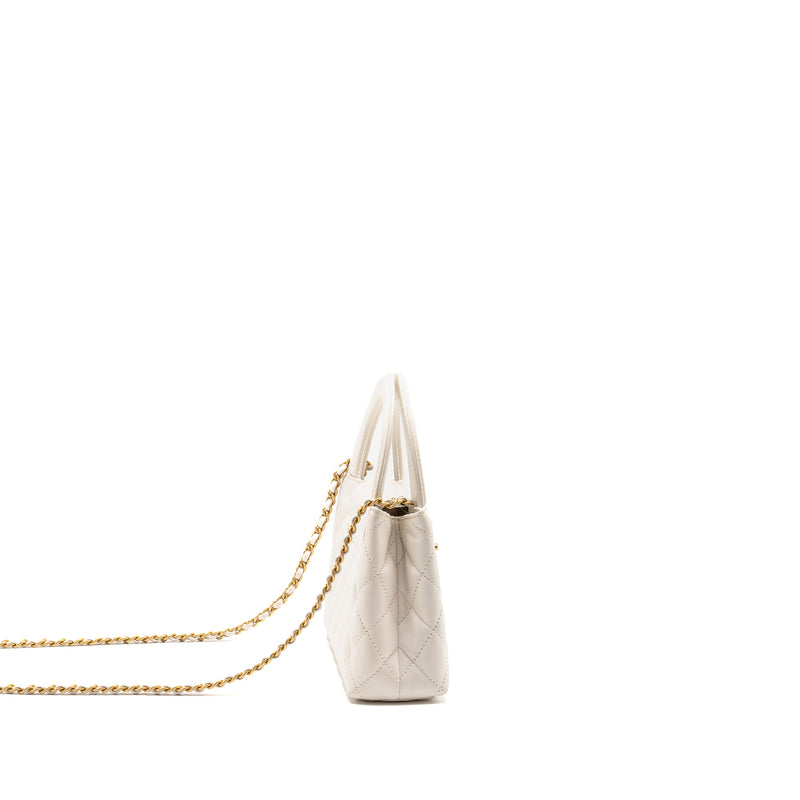 Chanel Mini Kelly Shopping Tote Bag Calfskin White GHW (Microchip)