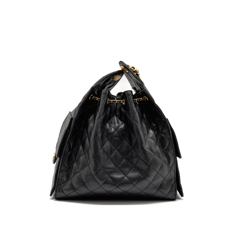 Chanel 25 medium caviar black GHW (microchip)
