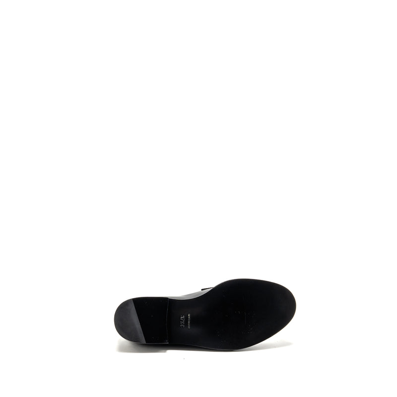 Chanel Size 37.5 CC Quilted Loafers Leather Black LGHW