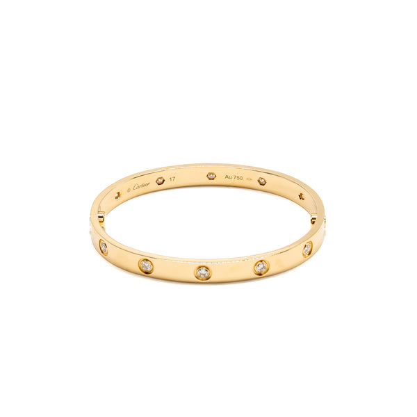 Cartier Size 17 Bracelet Yellow Gold, 10 Diamonds