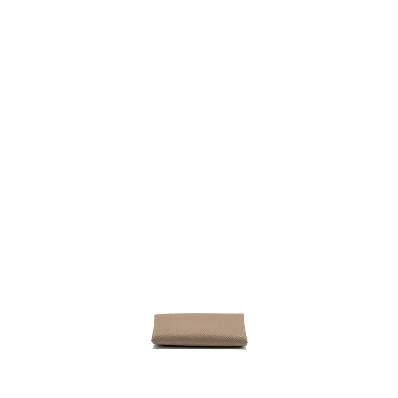 Hermes Calvi Card Holder Epsom Etoupe SHW Stamp K
