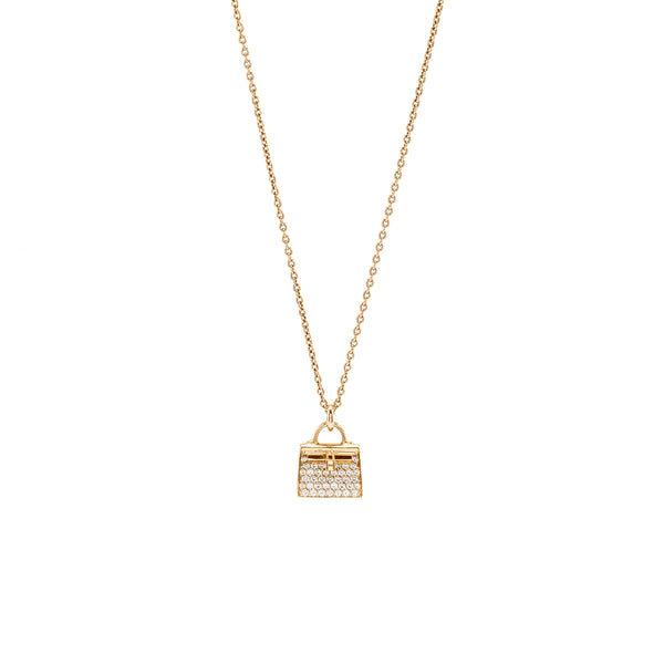 Hermes Amulette Kelly Pendant Rose Gold Diamonds