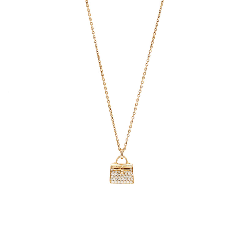Hermes Amulette Kelly Pendant Rose Gold Diamonds