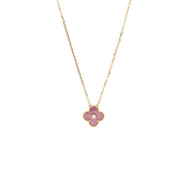Van Cleef & Arpels 2021 Holiday Pendant Rhodonite Rose Gold with Diamond