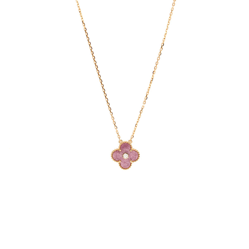 Van Cleef & Arpels 2021 Holiday Pendant Rhodonite Rose Gold with Diamond