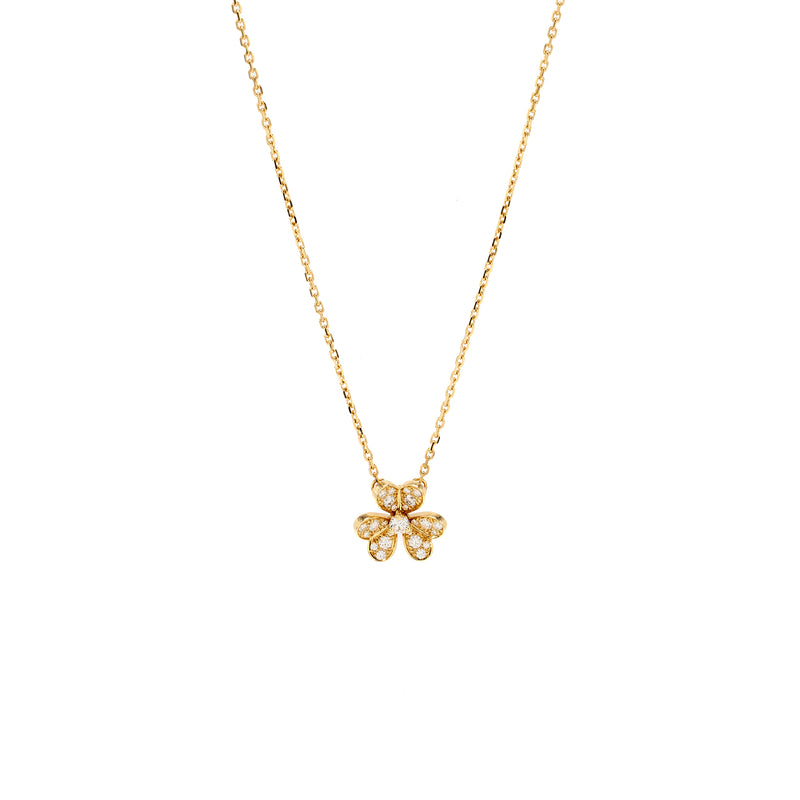 Van Cleef & arpels frivole pendant, mini model yellow gold diamonds