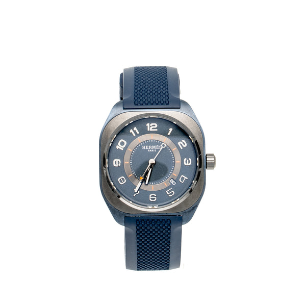 Hermes H08 watch, 42mm blue, mechanical self-winding movement