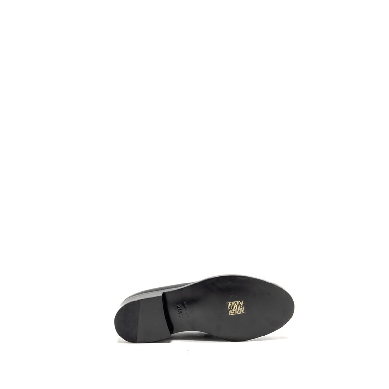 Chanel Size 37.5 CC Quilted Loafers Leather Black LGHW