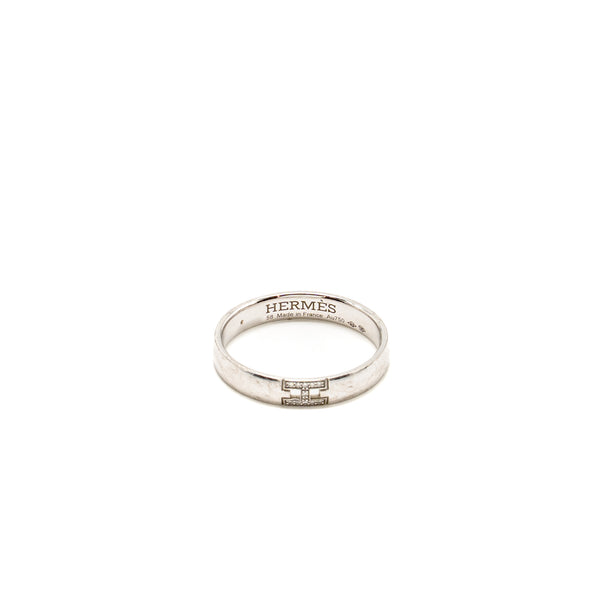 Hermes Size 58 Ever Herakles Wedding Band White Gold, Diamonds