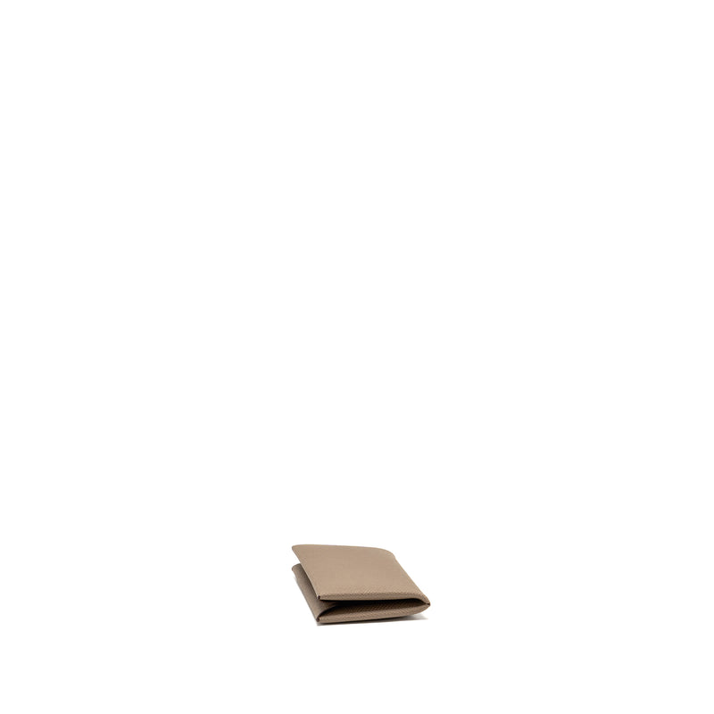 Hermes Calvi Card Holder Epsom Etoupe SHW Stamp K