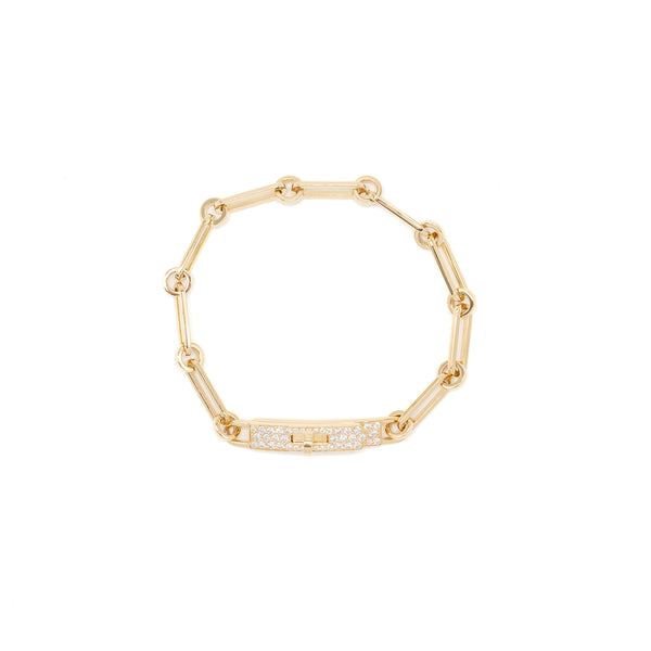 Hermes size LG Kelly Chaine Bracelet yellow gold, diamonds