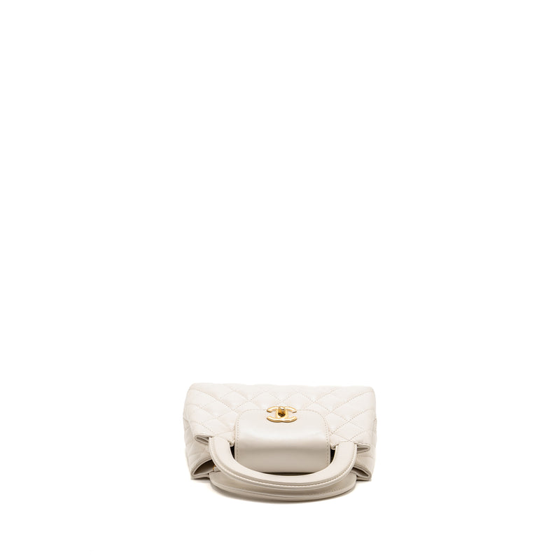 Chanel Mini Kelly Shopping Tote Bag Calfskin White GHW (Microchip)