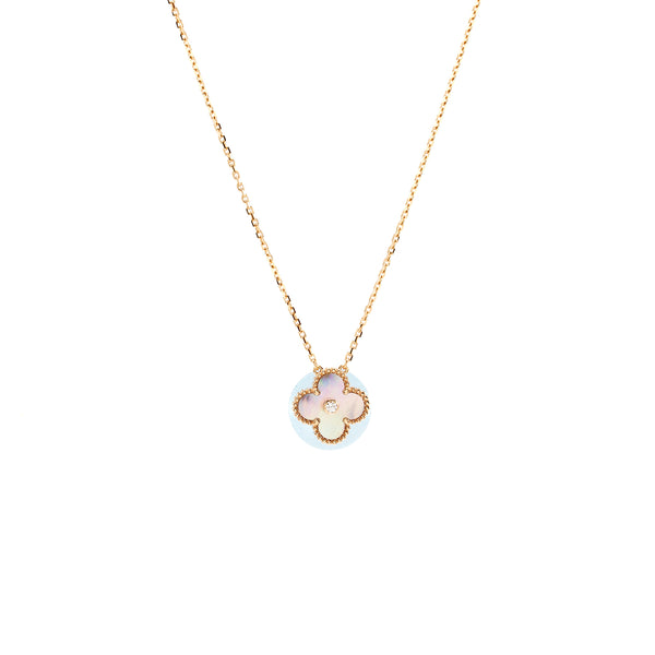 Van Cleef & Arpels 2025 Holiday  Pendant Pink Mother of Pearl Rose Gold with Diamond