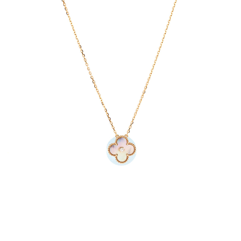 Van Cleef & Arpels 2025 Holiday  Pendant Pink Mother of Pearl Rose Gold with Diamond