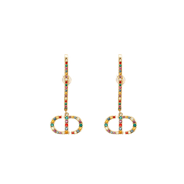 Dior Montaigne 30 Earrings Multicoloured Crystal Gold Tone